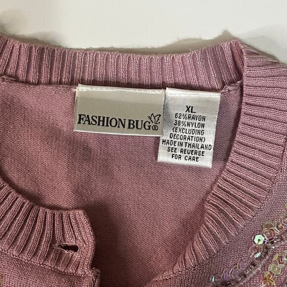 Fashion Bug Vintage Pink Sequin Cardigan Women’s Size XL – EUC - Picture 3 of 8